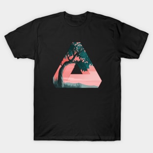 Artistic Triangle With A Calm Tree Sunset Scene T-Shirt